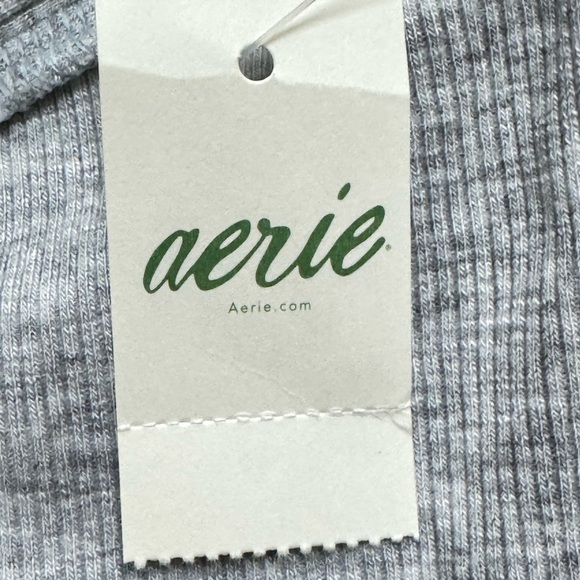 New Aerie Easy Does It Gray Ribbed Razorback Tank Top - Picture 8 of 9